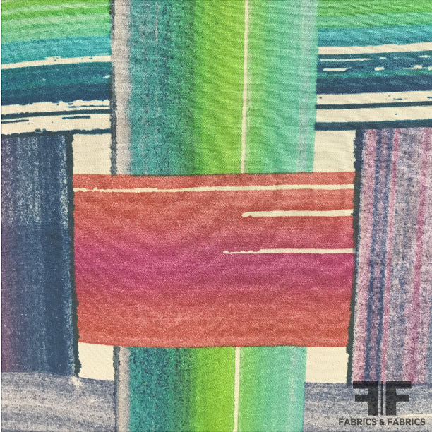 Abstract Plaid Silk Crepe De Chine - Multicolor - Fabrics & Fabrics NY