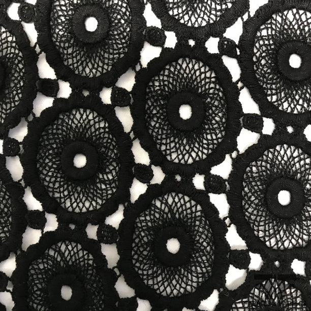 Black geometric guipure lace fabric - Guipure lace - lace fabric