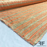 Metallic Striped Brocade - Orange/Gold - Fabrics & Fabrics
