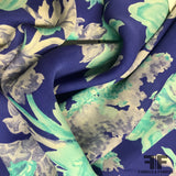 Blooming Florals Silk Printed Georgette - Blue/White - Fabrics & Fabrics NY