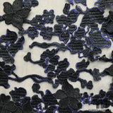 3D Floral Applique Embroidered Netting - Navy - Fabrics & Fabrics NY