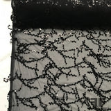 Sequin Fringe Embroidered Netting - Black - Fabrics & Fabrics