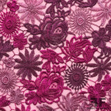 Floral Embroidered Netting - Pink/Purple - Fabrics & Fabrics
