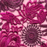 Floral Embroidered Netting - Pink/Purple - Fabrics & Fabrics