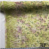 Abstract Beaded Silk Chiffon - Green - Fabrics & Fabrics NY
