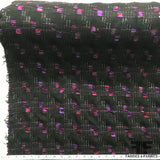 Italian Checkered Pop Wool Tweed - Black/Pink/Purple - Fabrics & Fabrics