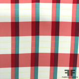 Plaid Printed Crepe De Chine - Red/Teal - Fabrics & Fabrics