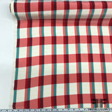 Plaid Printed Crepe De Chine - Red/Teal - Fabrics & Fabrics