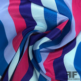 Multicolor Striped Printed Crepe De Chine - Blue/Pink