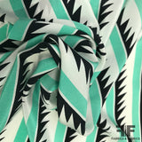 Abstract Stripe Printed Crepe De Chine - Mint Green - Fabrics & Fabrics NY