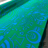 Abstract Printed Crepe de Chine - Blue/Green - Fabrics & Fabrics NY