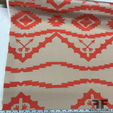 Ikat Printed Silk Crepe de Chine - Orange/White - Fabrics & Fabrics