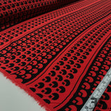 Geometric Printed Silk Crepe de Chine - Red/Black - Fabrics & Fabrics