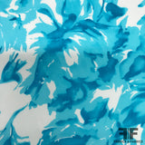 Tropical Floral Printed Crepe De Chine - Blue - Fabrics & Fabrics