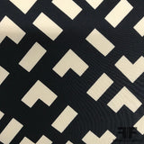 Geometric Abstract Printed Crepe De Chine - Black/Ivory - Fabrics & Fabrics