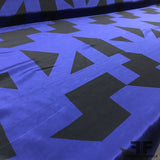 Geometric Printed Silk Crepe de Chine - Blue/Black - Fabrics & Fabrics