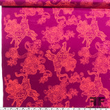 Paisley Boho Elephant Printed Crepe De Chine - Magenta/Orange - Fabrics & Fabrics