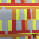 Geometric Printed Silk Crepe de Chine - Orange/Yellow - Fabrics & Fabrics
