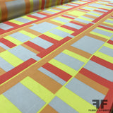 Geometric Printed Silk Crepe de Chine - Orange/Yellow - Fabrics & Fabrics