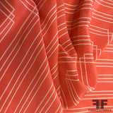 Geometric Line Printed Silk Crepe de Chine - Orange/White