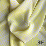 Geometric Printed Crepe de Chine - Yellow/White - Fabrics & Fabrics