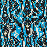 Abstract Printed Silk Crepe de Chine - Blue/Black - Fabrics & Fabrics NY