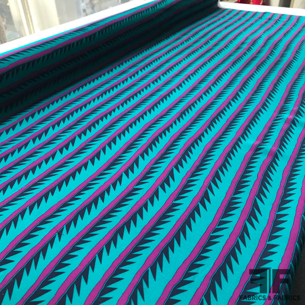 Abstract Striped Crepe De Chine - Blue/Purple - Fabrics & Fabrics NY