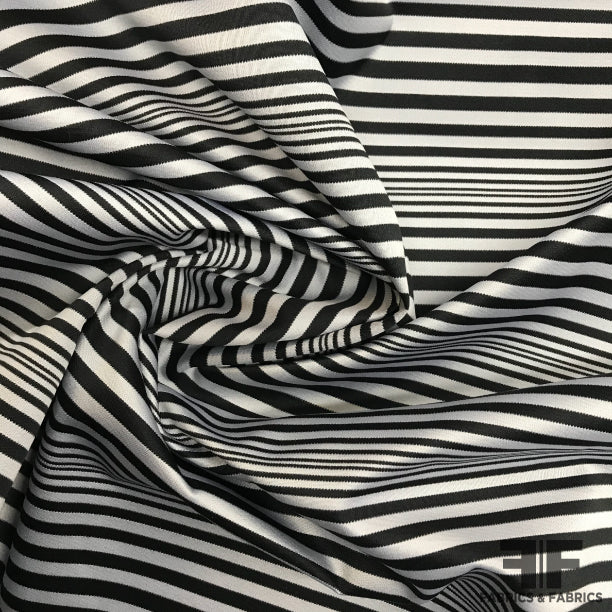 Italian Striped Satin Taffeta - Black/White - Fabric by the Yard
