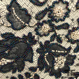 Couture Chantilly Beaded Lace - Navy - Fabrics & Fabrics NY
