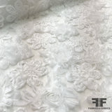 3D Floral Embroidered Netting - White - Fabrics & Fabrics NY