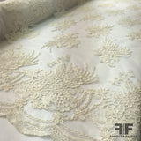 Floral Embroidered Netting - Ivory - Fabrics & Fabrics