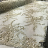 Couture Floral Beaded Netting - Ivory/Silver - Fabrics & Fabrics NY