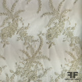 Couture Floral Beaded Netting - Ivory/Silver