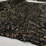 Metallic Sequins on Chiffon - Bronze/Black - Fabrics & Fabrics
