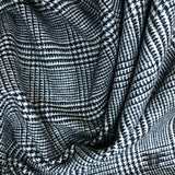 Italian Glen Plaid Wool Stretch Suiting - Black/White