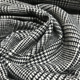 Italian Checked Houndstooth Wool Coating - Black/White - Fabrics & Fabrics