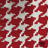 Woven Houndstooth Cotton Suiting - Red/White