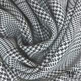 Italian Checkered & Houndstooth Dot Printed Silk Crepe de Chine - Black/White - Fabrics & Fabrics