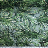 Novelty Fringe Embroidered & Sequin Embellished Netting - Green - Fabrics & Fabrics