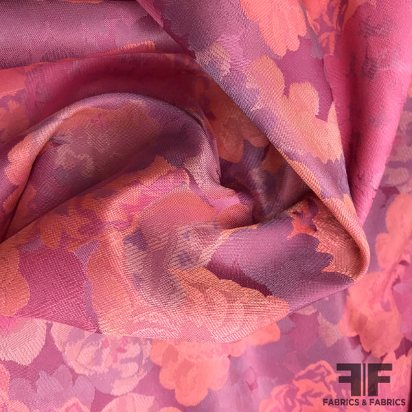 Floral Brocade - Orange/Purple/Pink – Fabrics & Fabrics