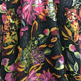 Floral Blooming Metallic Brocade - Pink/Black/Orange - Fabrics & Fabrics