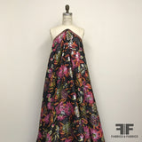 Floral Blooming Metallic Brocade - Pink/Black/Orange - Fabrics & Fabrics