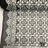 Geometric Motif Embroidered Organza - White/Black - Fabrics & Fabrics