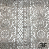 Motif Embroidered Silk Organza - Grey - Fabrics & Fabrics