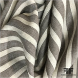 Striped Medium Weight Cotton - Grey/Cream - Fabrics & Fabrics