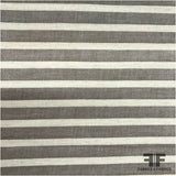 Striped Medium Weight Cotton-Linen Shirting - Grey/Cream