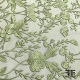 Floral Embroidered Netting - Pale Green