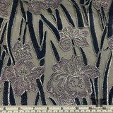 Floral Embroidered Netting - Navy/Mauve/Silver - Fabrics & Fabrics