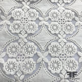 Floral Motif Embroidered Organza - White - Fabrics & Fabrics