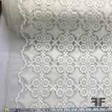 Floral Motif Embroidered Organza - White - Fabrics & Fabrics